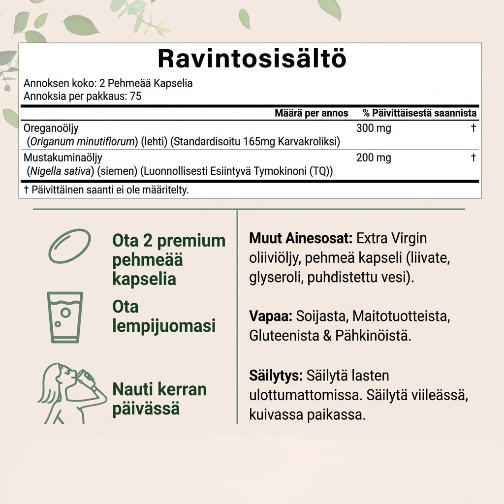 Purexa – Oreganoöljy mustakuminaöljyllä