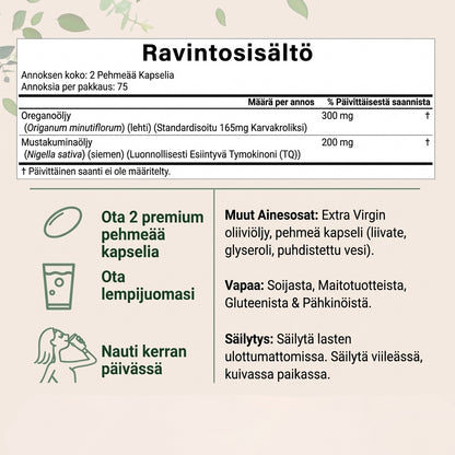 Purexa – Oreganoöljy mustakuminaöljyllä